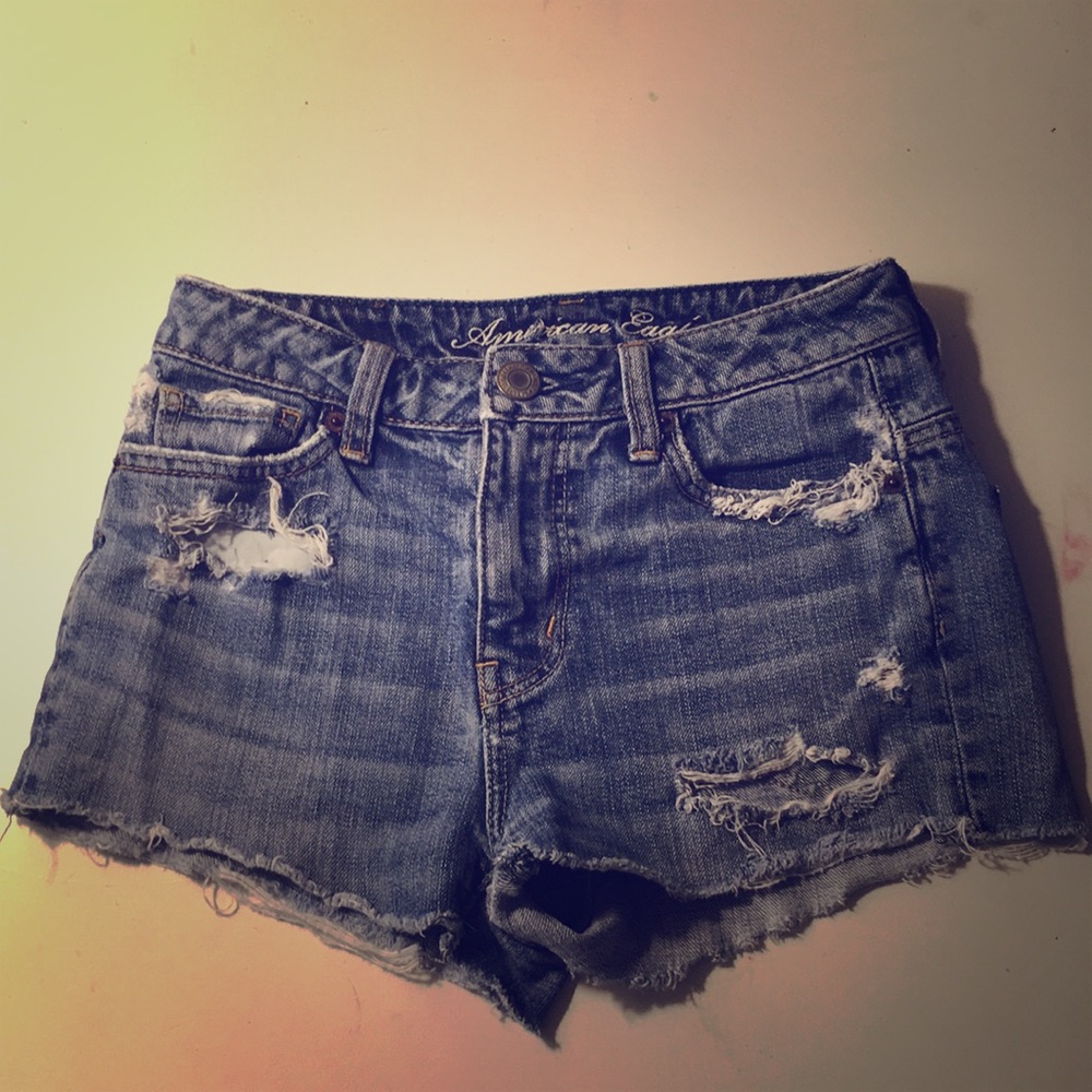 American eagle short shorts with rips size 00